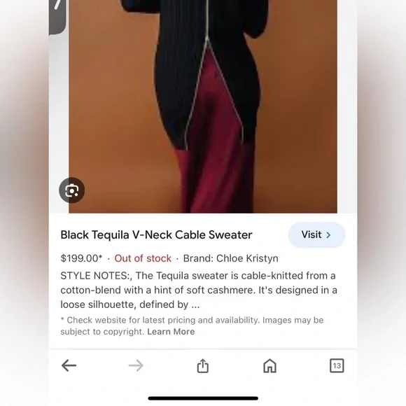 NWT Chloe Kristyn Zip Back Cotton / Cashmere Knit Sweater - Picture 5 of 15